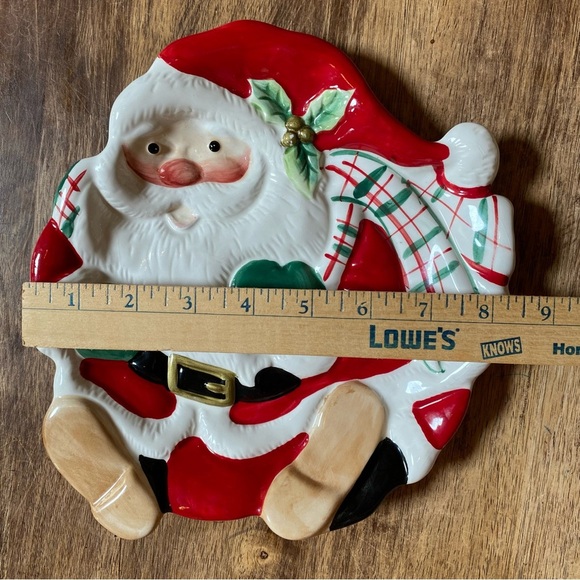 Fitz and Floyd Set of 2 Santa Christmas Cookie Dish Ceramic Plates - Picture 11 of 11